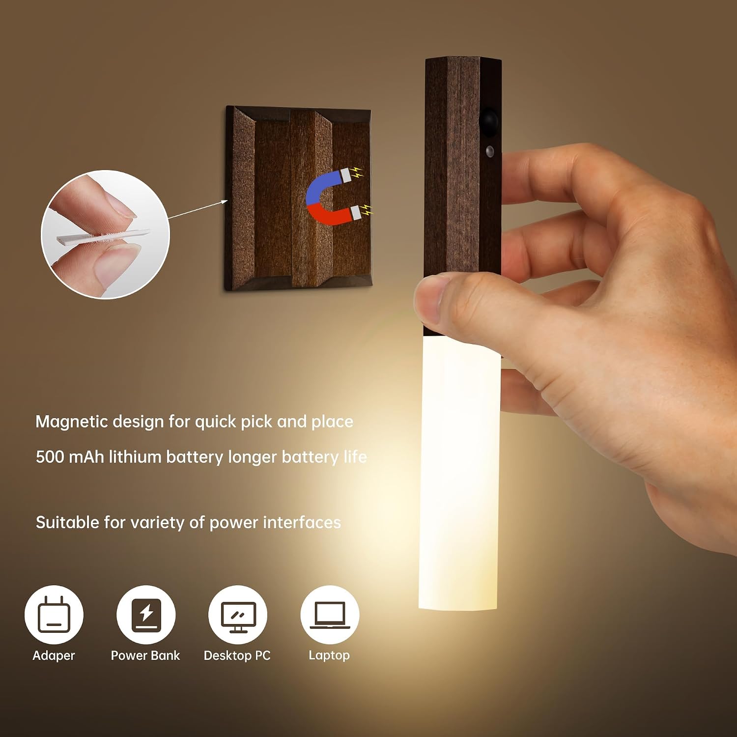 Zenro | Motion Sensor Wooden Wall Light