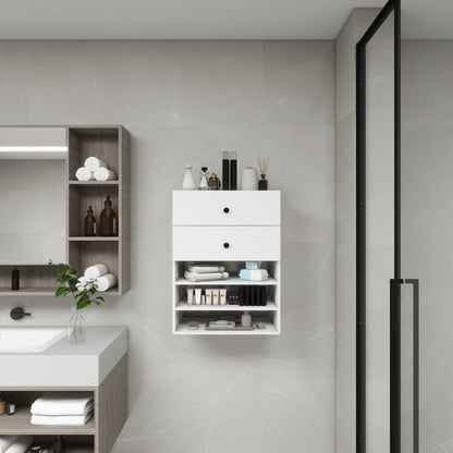C1 Modular Wooden Closet Organizer System with 2 Drawers 3 Shelves Wall Mount Shelving for Walk in Closet Bedroom Organization Built in Clothes Storage White 23.62&
